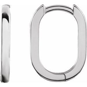 925 Sterling Silver Elongated Huggie Hoop Earrings | Hinged Hoop Earrings 14mm